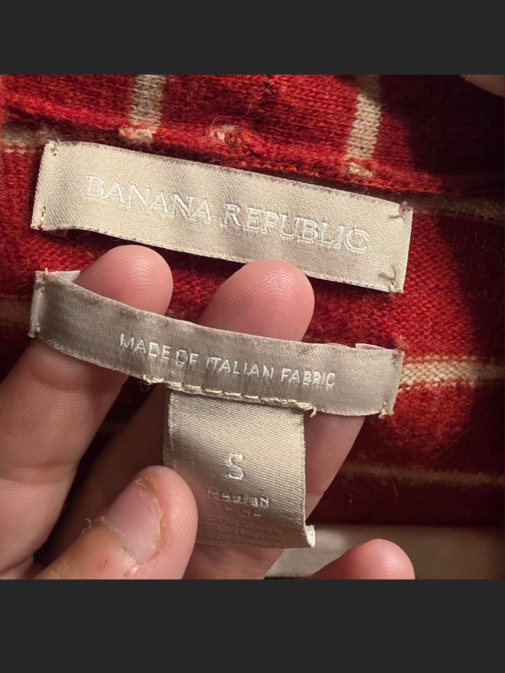 Banana Republic Red Plaid Women's Sweater Cardigan